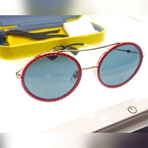 Gucci Red and Blue Round Sunglasses